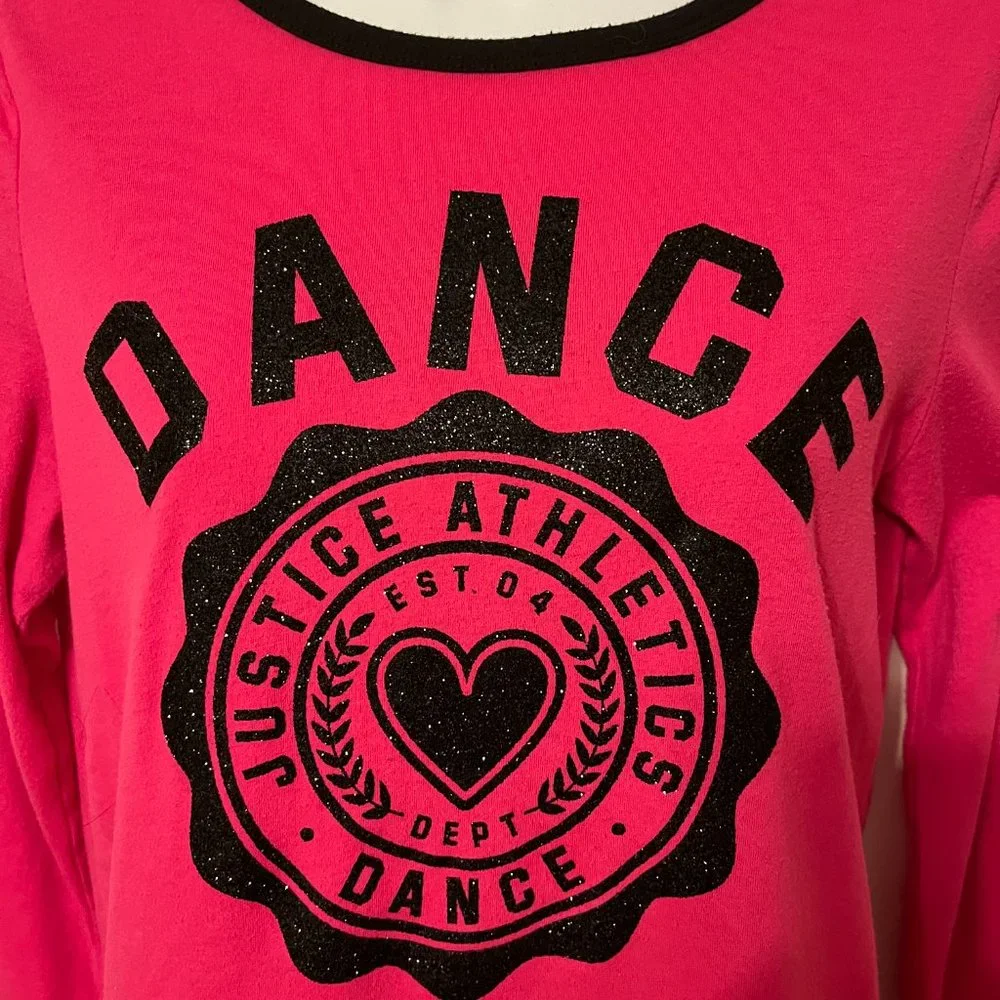 Justice Dance pink and black long sleeve top